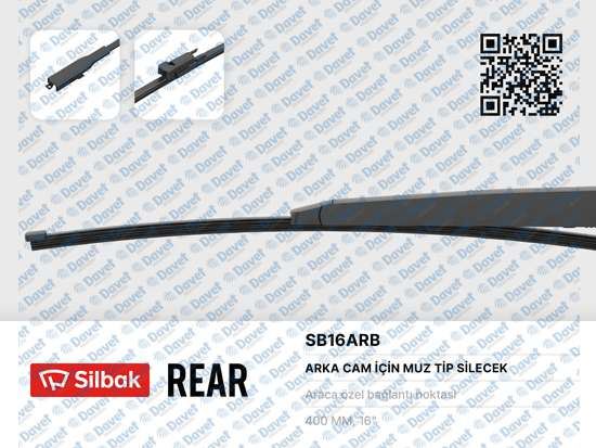 SILBAK SB16ARB Silecek Supurgesi 400mm Arka (Muz Tipi) Doblo Ii Tek Kapi 02/10--> Sprinter - Crafter 04/06-->